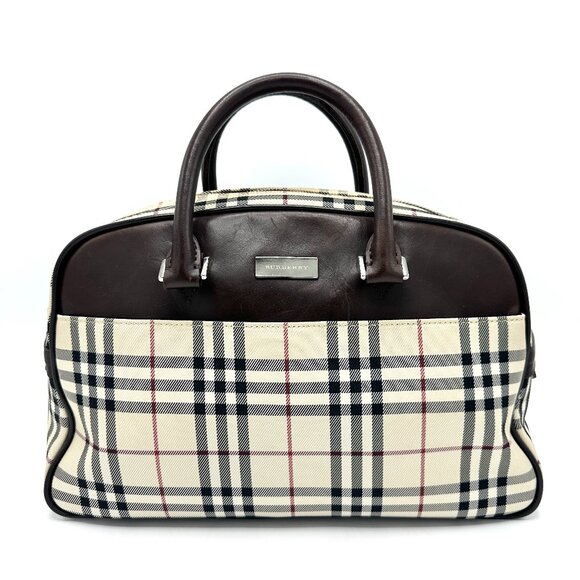 Burberry Brown Novacheck Boston Zip Tote - Picture 1 of 9